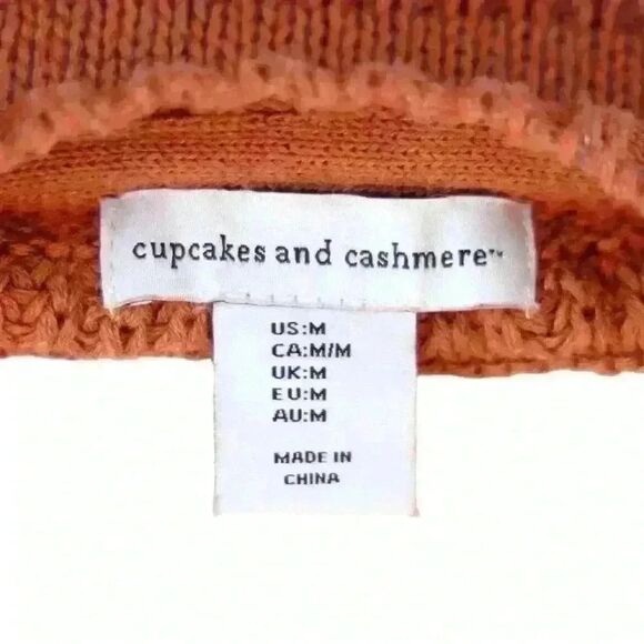 Cupcakes and Cashmere Orange Crew Neck Knitted Long Sleeve Sweater Size Medium - Picture 4 of 8